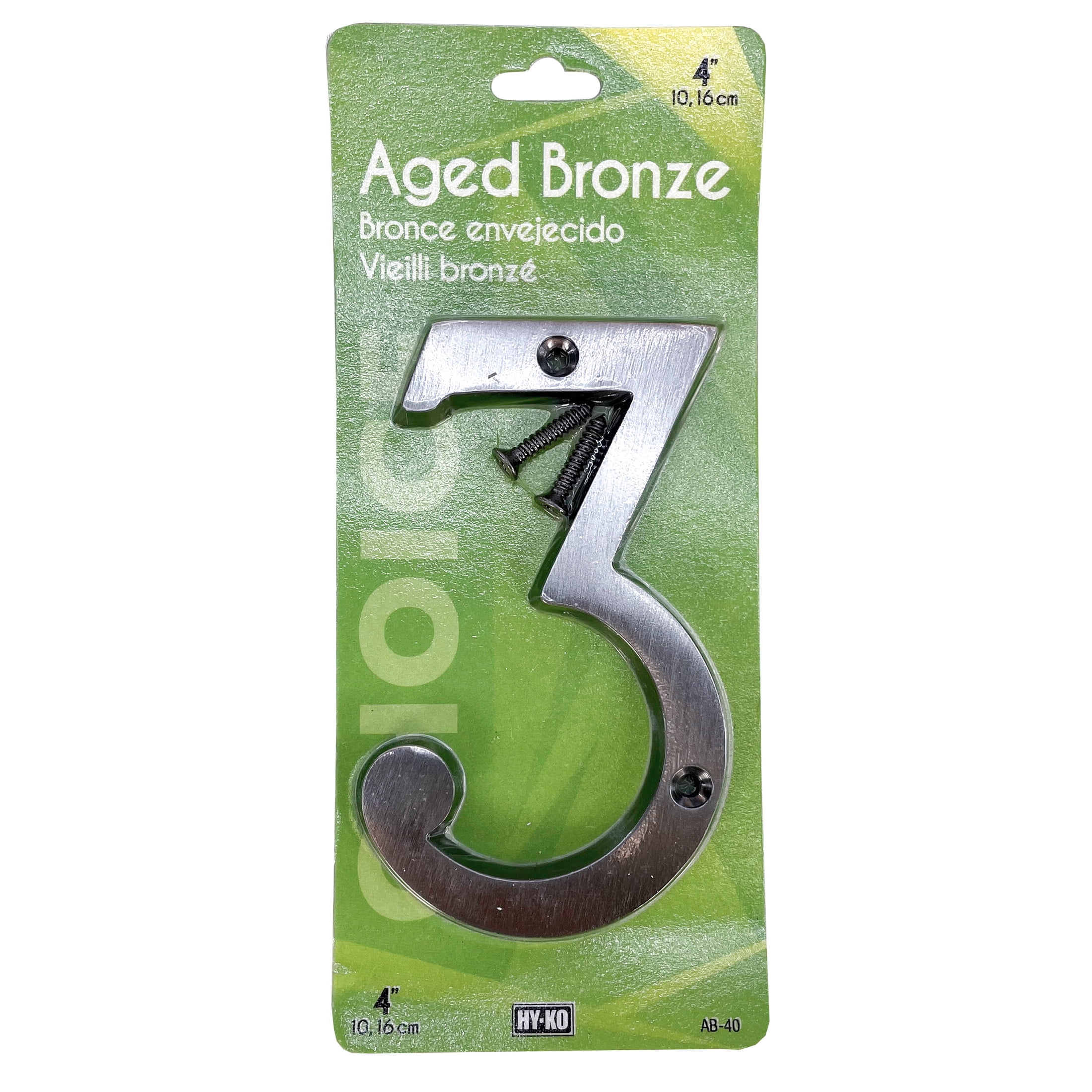 HY-KO 4" Aged Bronze Metal House Number 3