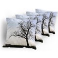 thumbnail image 5 of Ambesonne Winter Throw Pillow Cover 4 Pack, Wooden Bench Evening, 20", Blue Brown, 5 of 7