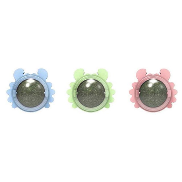 3pcs Catnip Wall Ball Toys Edible Licking Toy Chew Toy Teeth Cleaning Bite Toy Rotatable Indoor Toy