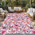thumbnail image 2 of Spring Floral Outdoor Rug for Patio/Deck/Porch, Non-Slip Large Area Rug 4 x 6 Ft, Modern Watercolor Flowers Botanical Indoor Outdoor Rugs Washable Area Rugs, Reversible Camping Rug Carpet Runner, 2 of 8
