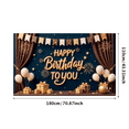 thumbnail image 3 of Gold Theme Happy Birthday Banner Decorative Fireworks Balloon Design Celebration Backdrop Durable for Birthday Party Indoor Decoration Holiday Celebration, 3 of 8