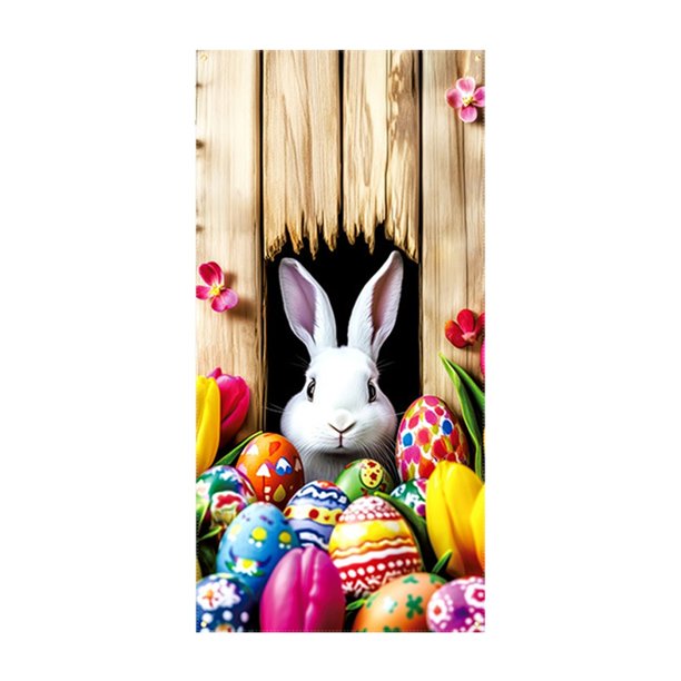 Cortina de puerta de Pascua, cubierta de puerta con conejito de Pascua, decoración para fiestas de Pascua