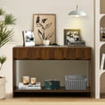 thumbnail image 3 of PHOYAL Console Table Sofa Table with 2 Drawer and Open Storage Shelves, Modern Entryway Table for Living Room Hallway Bedroom, Walnut, 3 of 8