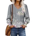 thumbnail image 3 of Top tipo túnica ROSELINLIN con estampado floral de manga larga para mujer, 3 of 5