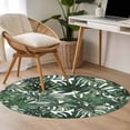 thumbnail image 4 of Green Palm Leaves Round Area Rug 3.3 FT, Non Slip Small Entryway Kitchen Mat, Summer Tropical Leaf Vintage Washable Soft Circular Rug Non-Shedding Door Mat for Bathroom Playroom Kids Room, 4 of 9
