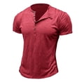 thumbnail image 4 of Gamivast Henley Shirts for Men Short Sleeve Slub Texture Button Placket Tee Shirts Slim Fit Plain Summer Casual Shirts Breathable Daily Beach Holiday, 4 of 6
