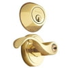Brinks Keyed Entry Locking Door Lever and Deadbolt Lock, Polished Brass