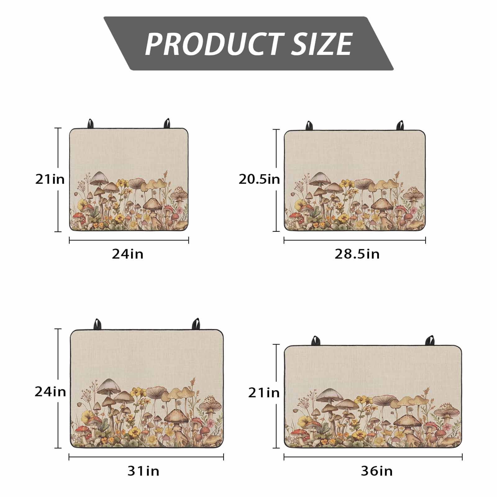 Mushroom Stove Top Cover for Electric Stove, Heat-proof & Non Slip Glass Top Stove Cover Protector, Farmhouse Summer Botanical Floral Rustic Kitchen Flat Cooktop Rubber Mat 24x21 Inches