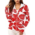 thumbnail image 3 of TARIENDY Womens Summer Hoodies Zip Up Long Sleeve Hooded Coats Tropical Print Long Sleeve Sun Protection Hoodie Lightweight Beach Casual Outfits Red L, 3 of 6