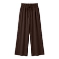 thumbnail image 3 of RUTAYY Women's Pants High Waist with Drawstring Solid Color Casual Everyday Wear Breathable Elastic Waist Elegant Holiday Trousers, 3 of 4