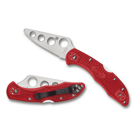 Spyderco Red FRN Delica 4 Lockback Trainer Blunt Edge Stainless Pocket Knife