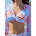 thumbnail image 4 of Charmo Women's Rash Guard Long Sleeve Two Piece Swimsuit Crop Top Criss Cross 2 Piece Bathing Suit, 4 of 7