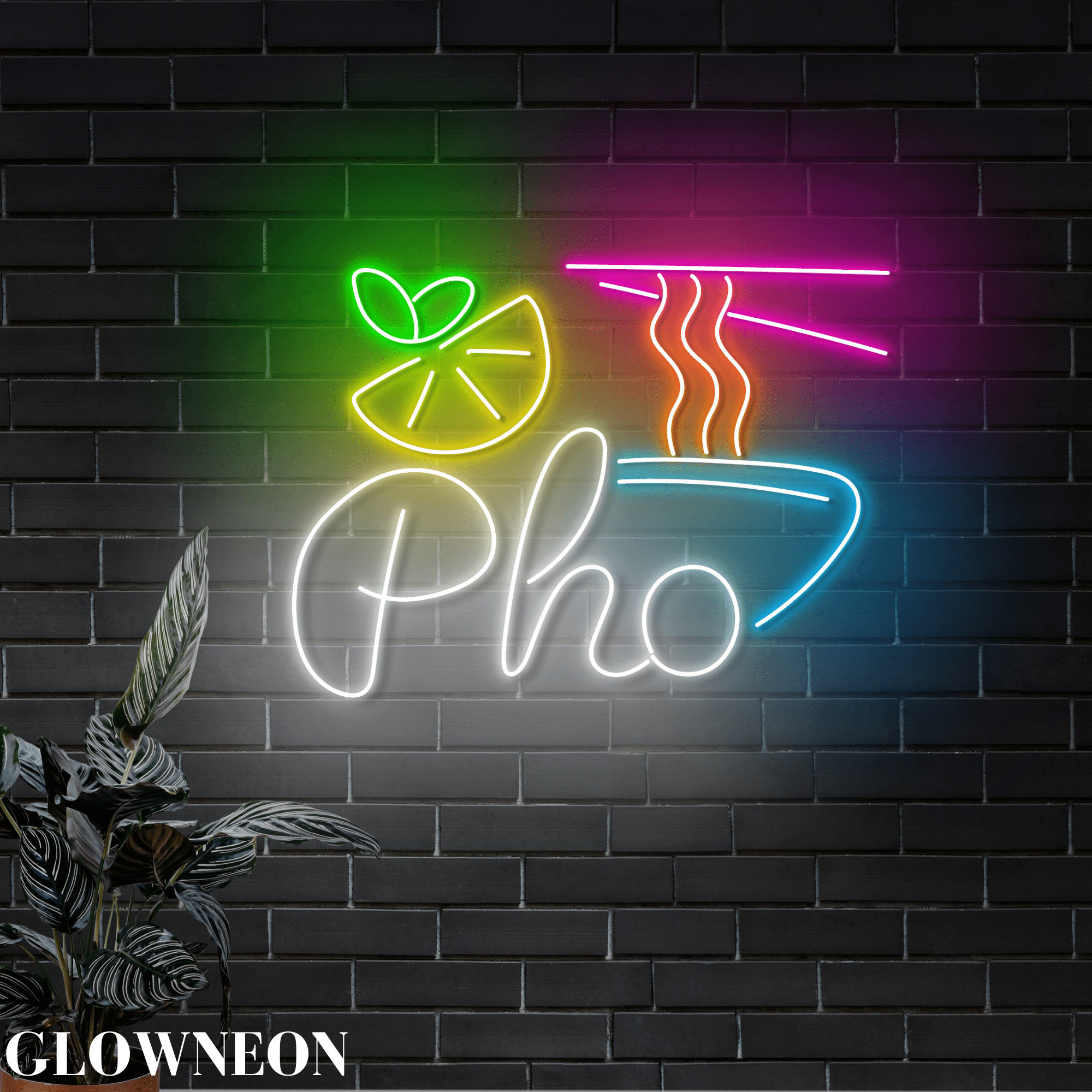 Glowneon Pho Wall Led Light, Vietnamese Pho Restaurant Open Neon Sign