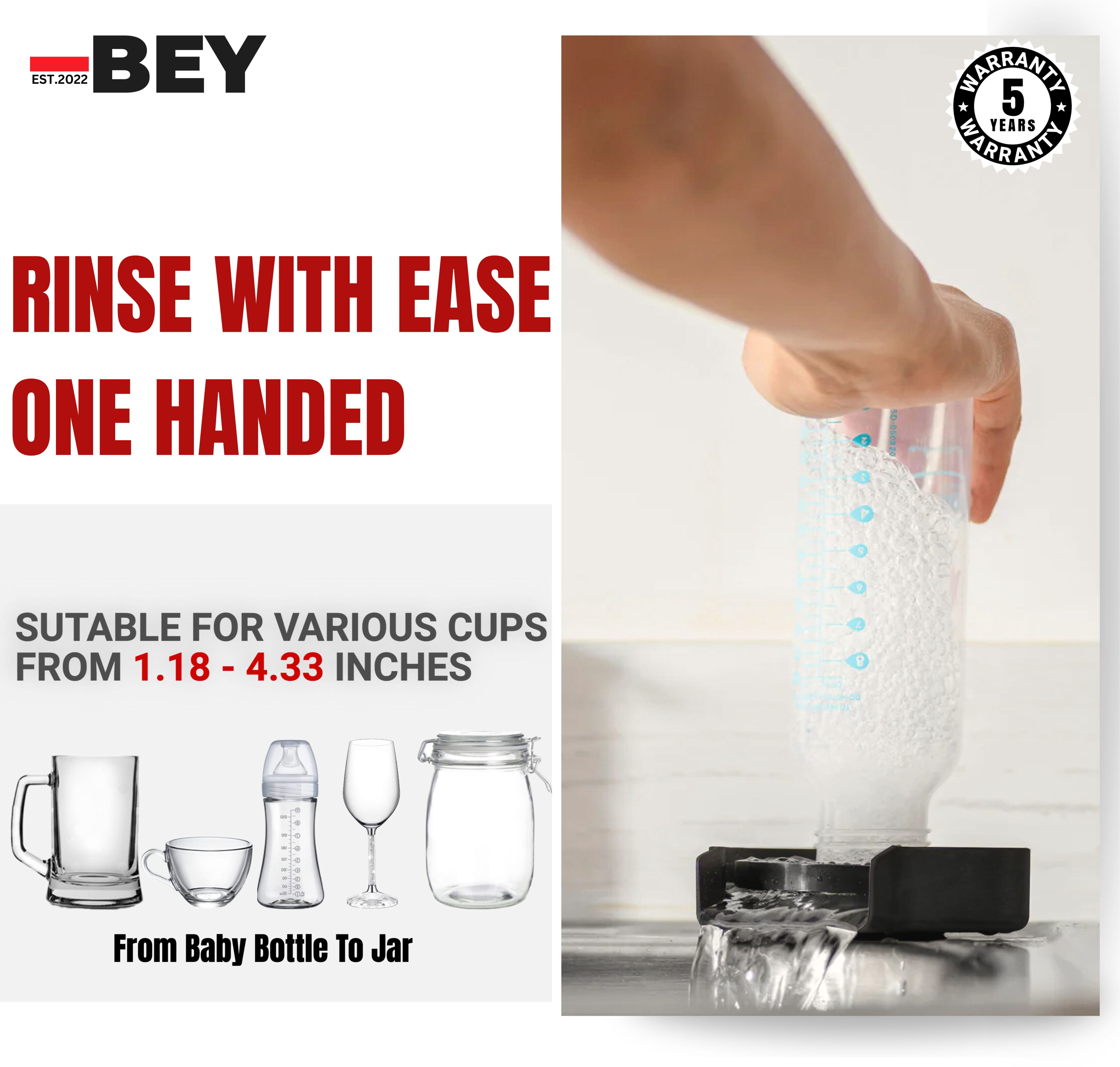 2025 BEY Automatic Glass Rinser - Powerful Cup Washer for Kitchen Sink, Stainless Steel Baby Bottle Cleaner Sinks Attachment