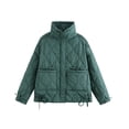thumbnail image 2 of Chaqueta acolchada ligera con cuello levantado para mujer, abrigo con cremallera, Parka acolchada corta de algodón, ajuste suelto, Otoño e Invierno, 2 of 5