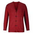 thumbnail image 4 of Lilgiuy Men Casual Button Long Sleeve Casual Solid Coat Cardigan Blouse Wine（12） Fall Fashion for 2022 Spring Winter, 4 of 5
