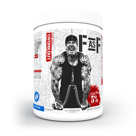 5% Nutrition FasF Pre Workout Powder Supplement, Bodybuilding and Muscle Recovery Support (Blue Raspberry)