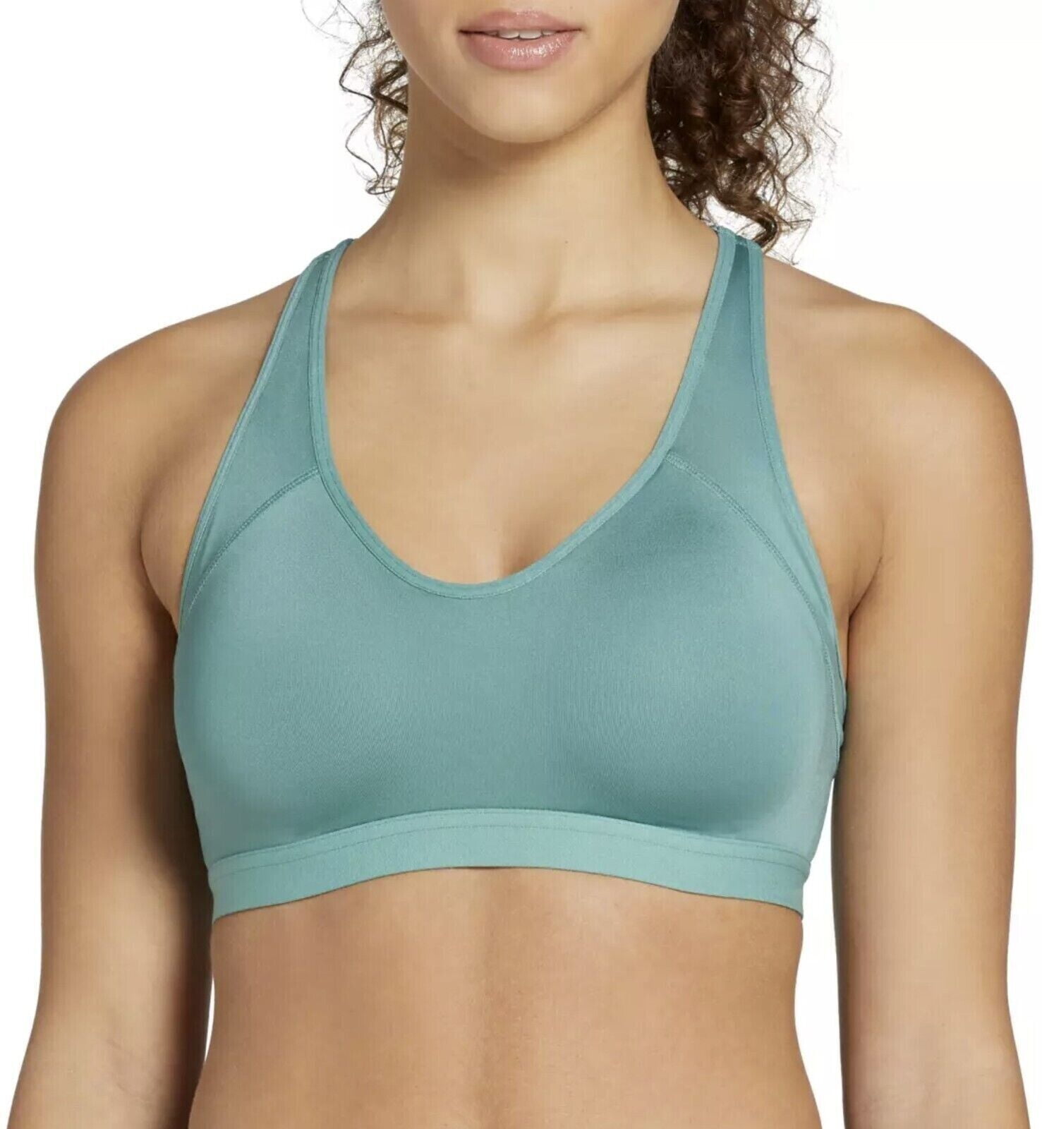 DSG women's size Medium sports bra with front zip & adj straps - hunter  green