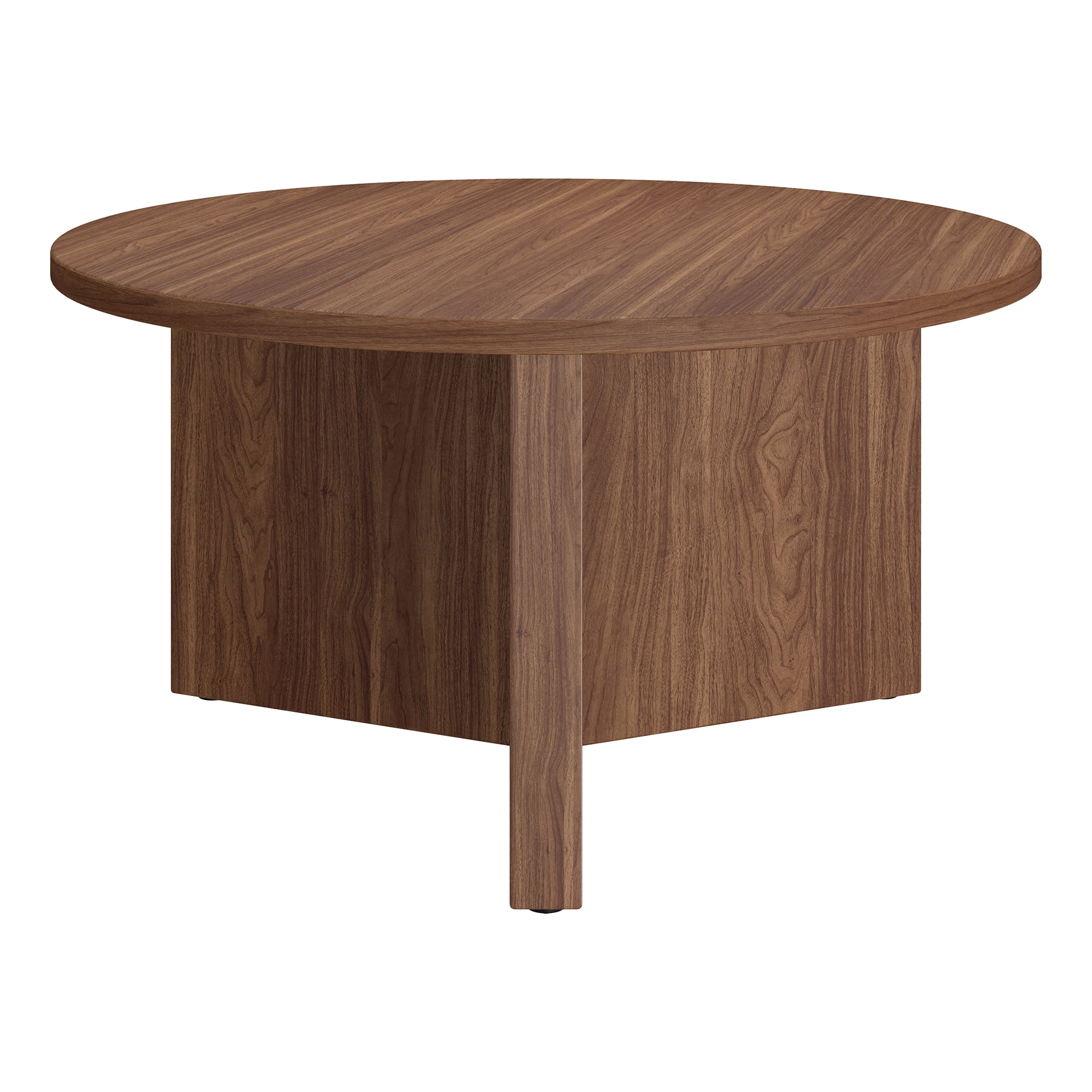 Anders 32" Wide Round Coffee Table in Satin Walnut