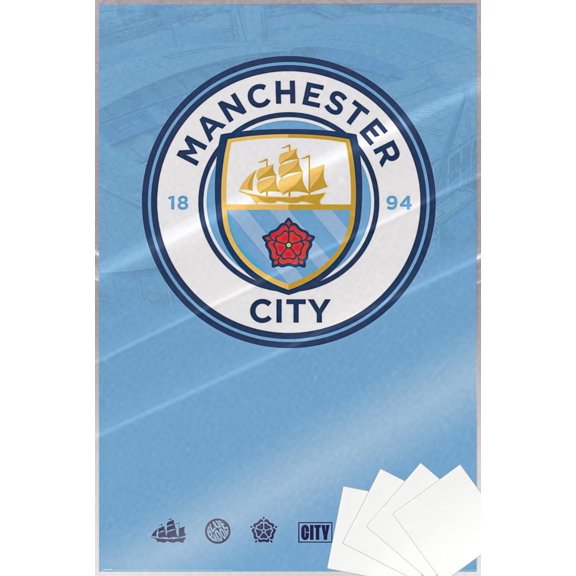 Manchester City - Sport Poster (Premier League Club Crest Logo) (Size: 24" x 36") (Laminated Poster & Poster Strips)