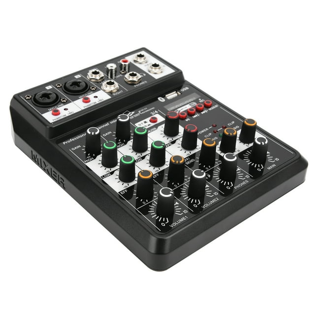 Consola de mezclas, mini consola mezcladora de sonido de 4 canales, consola mezcladora de consola USB, funcionamiento suave