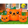 thumbnail image 3 of Firstness 6FT Long Halloween Inflatable Pumpkins Cat Outdoor Decorations,3 Pumpkins with Lights for Party Yard, 3 of 7
