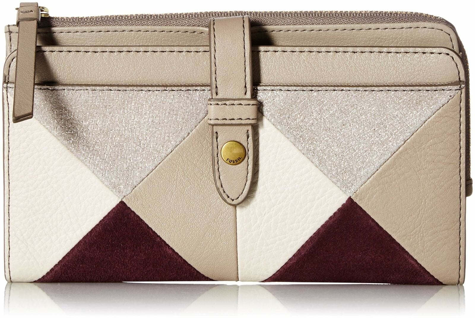 Fossil Patchwork Fiona Clutch Champagne 