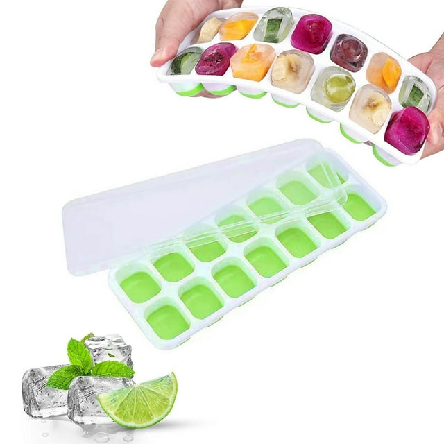 14 Cube PP+TPE Ice Tray With Lid Ideal For Freezing Drinks Ingredients Easy Release Durable Flexible For Everyday Use Reusable Ice Cubes for Small Silicone with Lids Ice Cubes Trays Silicone Ice Cubes