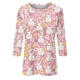 thumbnail image 4 of HAVUITYY Easter Printed Women's Sweaters, 3/87 Sleeve Crew Neck Womens Tops, Spring Going Out Easter Shirts for Women Wear & Gifts, 4 of 5