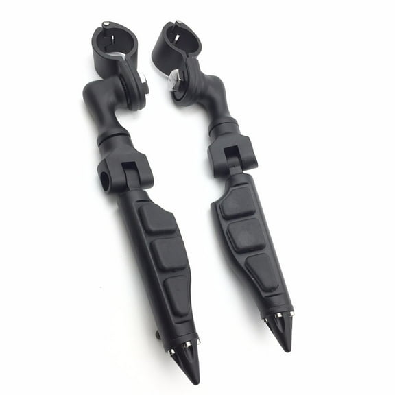 HTT-MOTOR Black Short Adjustable Peg Mounting Kit Stiletto Shape Foot Peg Footrest For Harley Sportster 883 1200 Street Bob Softail CVO with 1-1/2 inch (1.5") Front Engine Guard