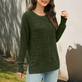 thumbnail image 5 of Maplenight Sweaters for Women Long Sleeve Shirts Crew Neck Ribbed Knit Pullover Side Slit Casual Tunic Tops, 5 of 6