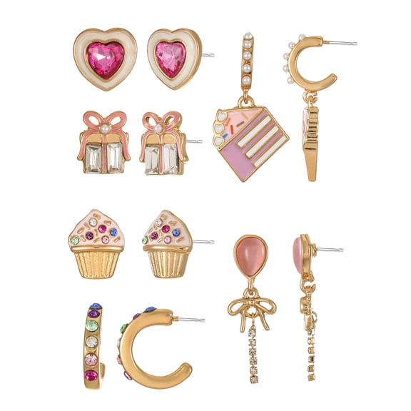 Packed Party Pink Party Time Earring Set, 6 Piece