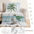 thumbnail image 5 of Coastal Blanket Soft Cozy Warm Throw Blanket for Couch, Plush Fuzzy Flannel Fleece Blankets for Sofa, Summer Beach Nautical Ocean Palm Tree Bed Blankets Lightweight Gifts for Women, 50"x80", 5 of 9