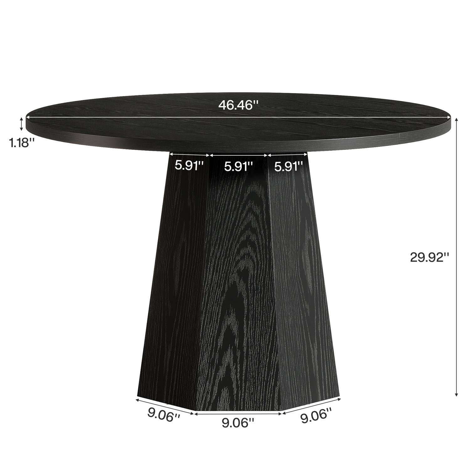 Demi Bonn 46" Modern Round Table witj Sleek Pedestal Base for Conference & Dining, Black