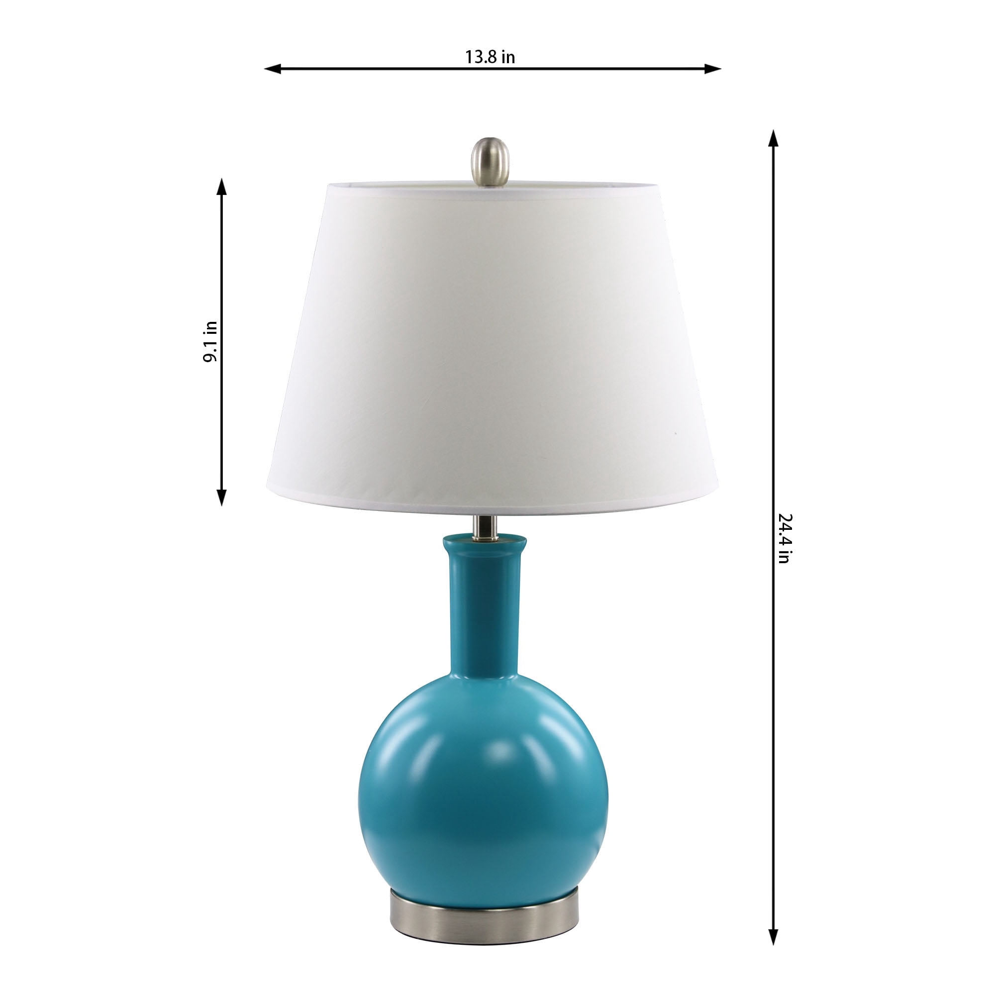 Abble Modern 2pcs Table Lamps Set with Beige Lamp Shade for Living Room and Bedroom -Blue