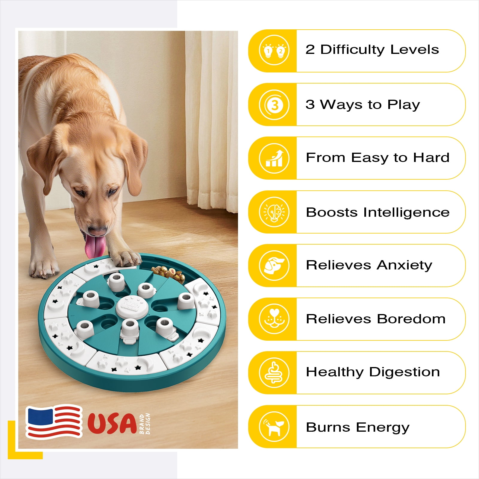 KADTC Dog Puzzle Toys Gameplay 3 in 1 Slow Puzzles Food Feeder Puppy Holiday Birthday Gift Interactive Mind Treat Games Mental Stimulation Enrichment Boredom Toys for Small/Medium/Large Breed Dogs