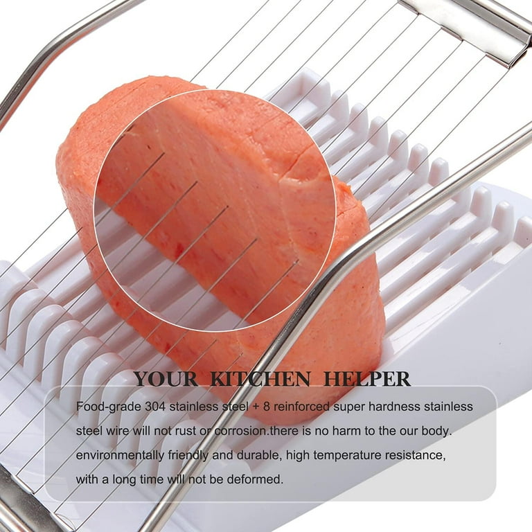 Slicer,Multipurpose Luncheon Meat Slicer,Stainless Steel Wire  Egg Slicer,Cuts 10 Slices For fruit,Onions,Soft Food and Ham (White) : Home  & Kitchen
