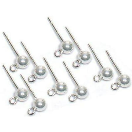 Round Loop Earrings - 10 Ball Loop Earrings 4mm Round Sterling Silver Parts