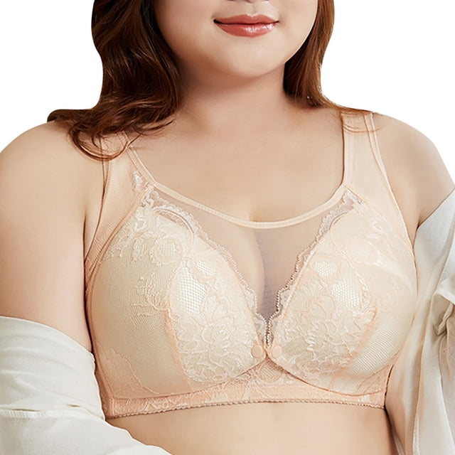 Aayomet Bralettes for Women Plus Size Front Vest Non Rim Cotton Fashion Underwear (Khaki, J)