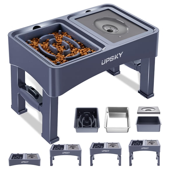 Alimentador lento elevado ajustable 3 en 1 para mascotas UPSKY
