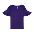 thumbnail image 1 of INC Blusa de manga con volantes para mujer, morado, grande I-N-C Pull-over, 1 of 1