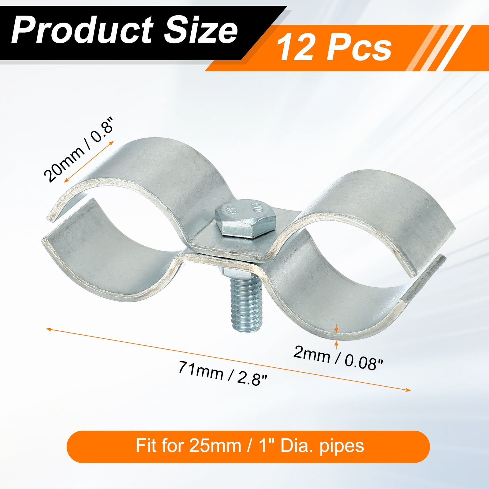 Uxcell 12pcs Chain Link Fence Panel Clamps 1" Galvanized Dog Kennel Clamps Fence Connector Temporary Dog Cage Hardware Parts with Bolts and Nuts for Round Pipe Panel Frame Cage
