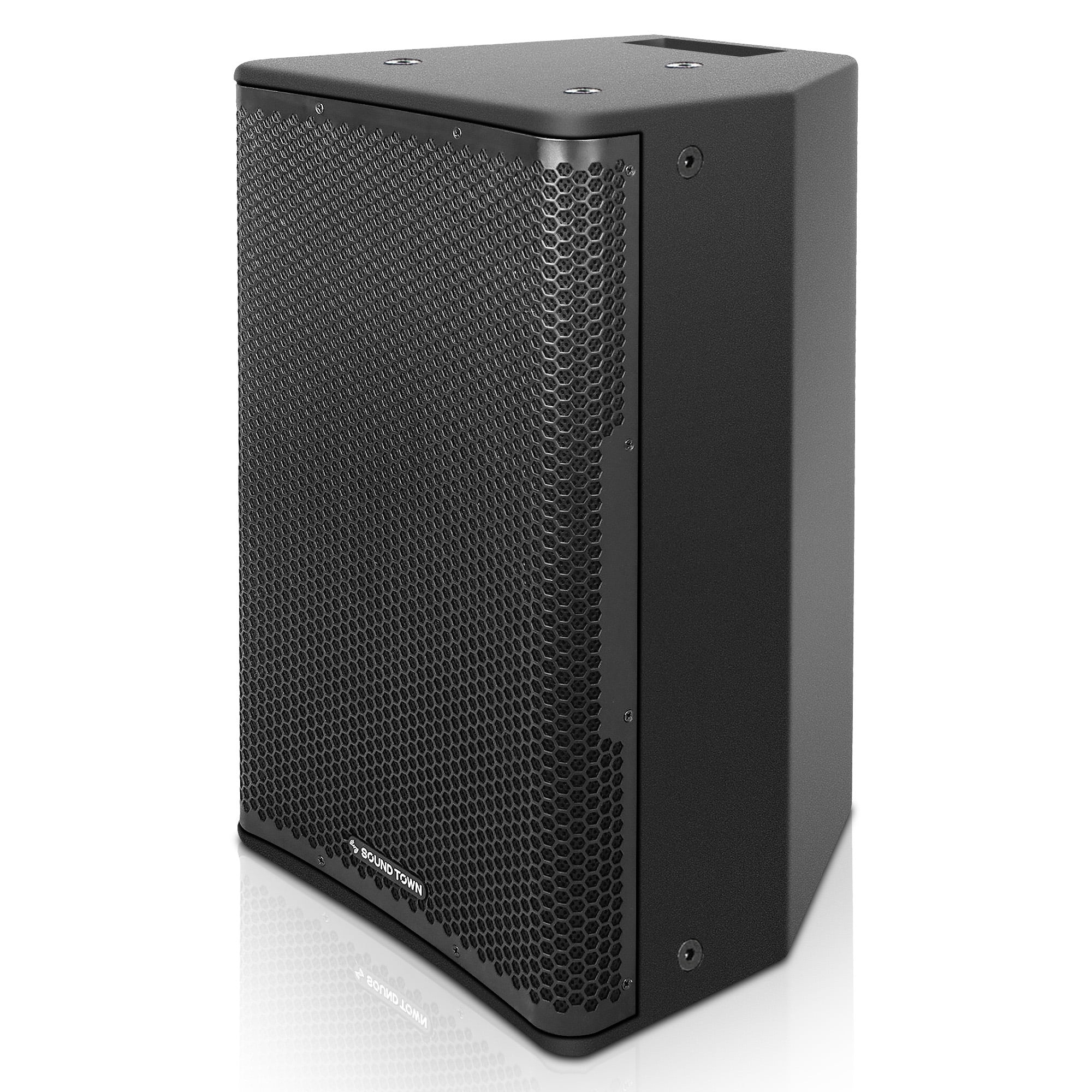 Sound Town Oberon Series 12" 1200W Powered PA/DJ Speaker with 2-Channel Mixer and Onboard DSP, TWS Bluetooth, Plywood, Black (OBERON-112PW)