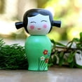 thumbnail image 2 of NOVICA Artisan Handmade Wood Statuette Small Albesia in Green Indonesia Decor Accessories Home Accents [5in H x 3.9in W x 2.4in D] 'Shy Lady in Green', 2 of 7