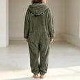 thumbnail image 7 of JOANKDMI Tween Girls Fuzzy Fleece Size 11-12 Onesie Pajamas with Cute Ears Hood and Pockets Zipper One Piece Jumpsuit Warm Fluffy Sleepwear for Winter Lounge Homewear, 7 of 7