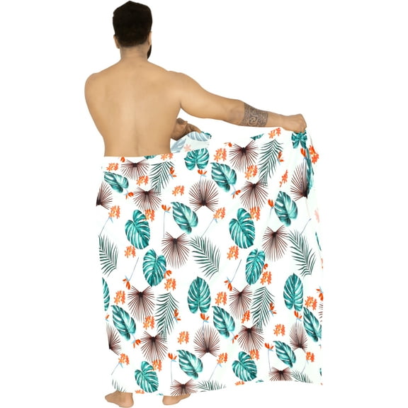 LA LEELA Men's Standard Beachwear Sarong Pareo Wrap One Size White-Z238 Summer Vacation Party
