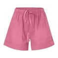 thumbnail image 4 of vigerkar Womens 2025 Summer Shorts Solid Elastic Waist Pocketed Casual Pants Pink, M, 4 of 5