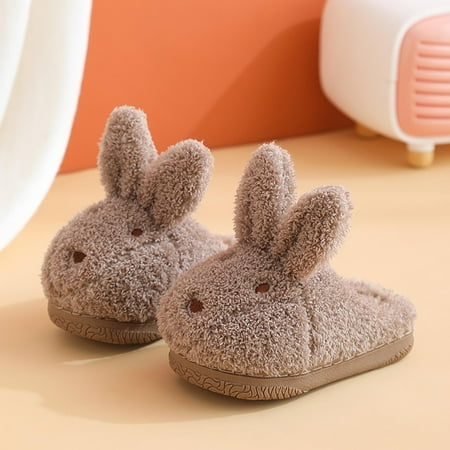 

EQWLJWE Winter Warm Home Kids Cotton Slippers Cute Bunny Pattern Indoor Cartoon Baby Soft Sole Flat Bottom Children Slip On Shoes Girls Slippers Holiday Clearance