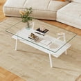 thumbnail image 2 of Holaki Glass Coffee Table, Rectangle Tempered Glass Table, 2-Tier Center Table  with Clear Tempered Glass Top Metal Leg, Mordern Home Office Furniture, 2 of 7