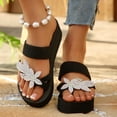thumbnail image 3 of Dakaela Womens Platform Sandals 2026 Summer Beach Vacation Slip on Slides Rhinestone Comfortable Toe Ring Casual Flip Flops Size 6-9 Silver, 3 of 8